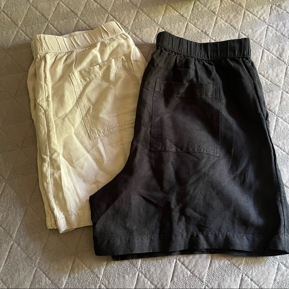 Pants - Linen and Cotton blend Shorts with Pockets Black and Khaki size M